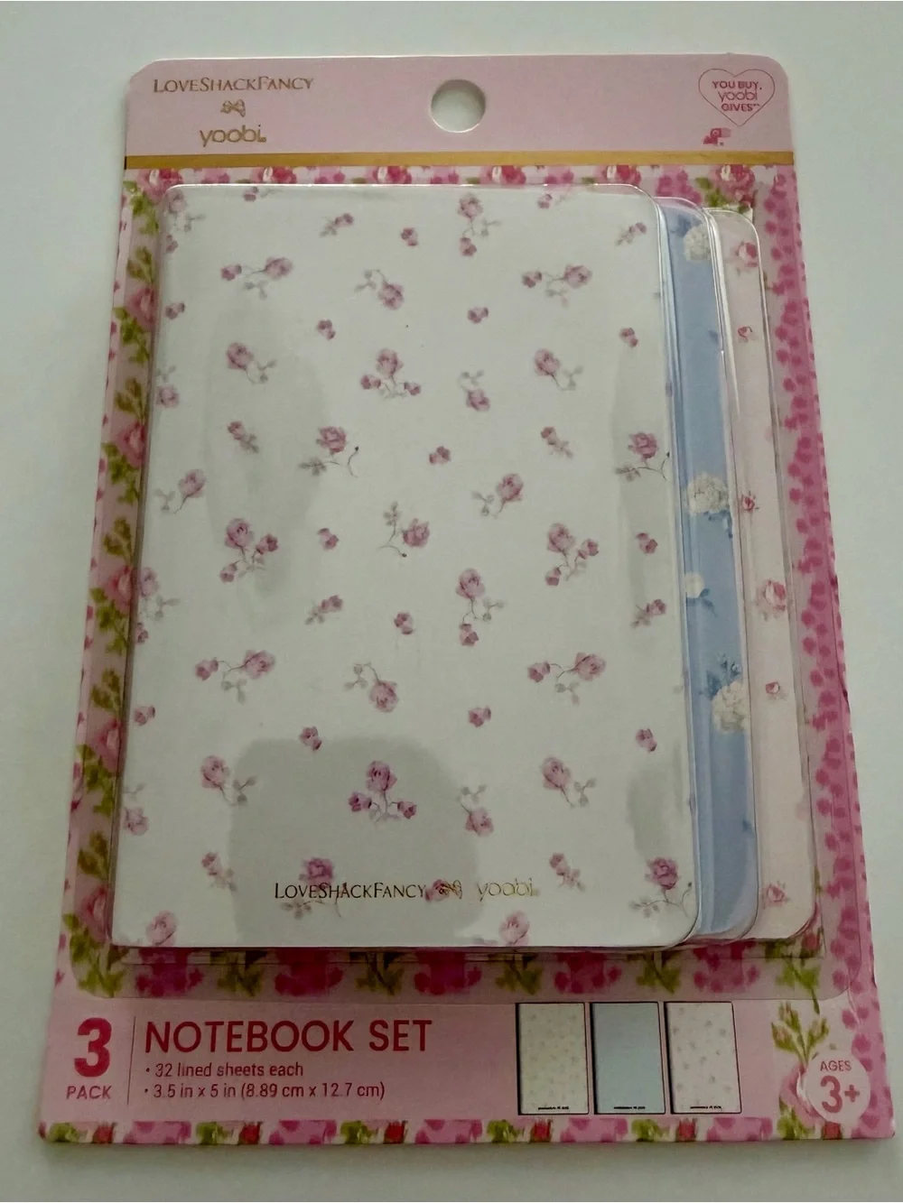 LoveShackFancy x Yoobi Floral Mini Notebook Set 3 Pack